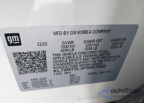 2023 Chevrolet Trailblazer Fwd Rs из США, поврежденный, VIN KL79MTSL3PB067448